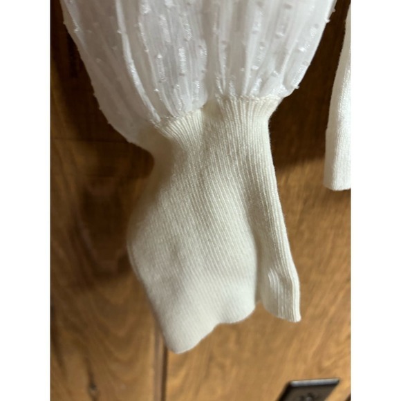 CeCe Cotton Blend Long Sheer Swiss Dot Balloon Sleeves Size S - Picture 10 of 11